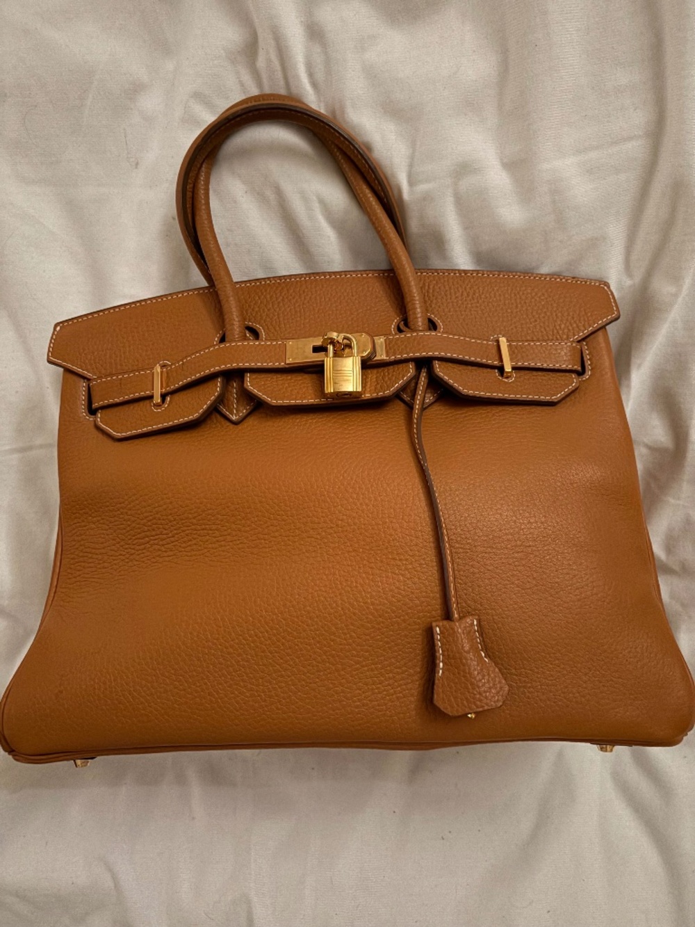 Hermes Birkin Bag Brown Togo with Gold Hardware 35 in Metallic